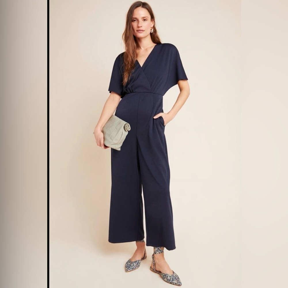 Greylin Deep Blue V-Neck Jumpsuit size L NWT